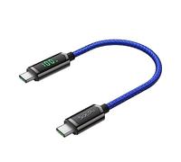 SOOPII 100W USB C to USB C Cable,1FT Nylon Braided Type-C Cable with LED Display for lPhone 15/15 Plus, MacBook Pro, Galaxy S22/S10, Pixel, LG (Blue)