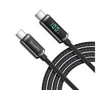 SOOPII 100W USB C to USB C Cable, 4FT Nylon Braided USB C Cable, PD Fast Charging Type-C Cord with LED Display for lPhone 15/15 Plus/15 Pro, MacBook Pro, Galaxy S22/S10, Pixel, LG