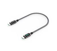 SOOPII 100W USB C to USB C Cable,Nylon Braided Type-C Cable,PD Fast Charging Cable with LED Display for lPhone 15/15 Pro,lPad Air, MacBook Pro,Galaxy S23/S22 (0.3M,Grey)