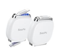 SOOPII 240W USB C Cable,Retractable USB C to USB C Fast Charging Cable with Mag Snap Storage, 5-Stage Length Preset Type C Cord for iPhone 16/15 Pro Max, Galaxy S25/24 White (2Pack 3.3FT)