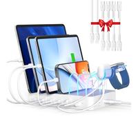 SooPii 90W Charging Station for Multiple Devices, 6 Port Multi USB C Charger Station with 6 Mixed Short Cables,PD 20W Charging Dock for lPhone,Galaxy,iPad,Tablet and More Electronic Devices, White