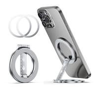 SOOPII Double Magnetic Ring Phone Holder,Magnetic Phone Stand Compatiable with iPhone 16 15 14 13 12 Pro Max Series Magsafe Case,Multifunctional Stand for Desk, Office, Gym, Sliver