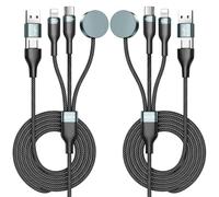 SooPii Multi Charging Cable for Apple Watch Charger, 3 in 2 Fast Charging Cable for iWatch/iPhone/Airpods,100W USB C to C Cable for iPhone 16/15,Galaxy S24/S23 and more USB C Devices, 4FT-2Pack,Grey