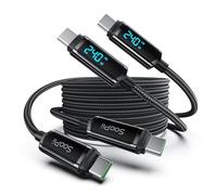 SOOPII USB C to USB C Cable [10ft/2Pack], 240W USB C Cable,Nylon Braided Type C Fast Charging Cables with LED Display for lPhone 16/15 Pro Max, Galaxy S25/S24, MacBook Pro/Air, iPad, Laptop,Black