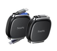 SOOPII USB C to USB C Cable, 240W Retractable USB C Fast Charging Cable with Mag Snap Storage, 5-Stage Length Preset Type C Cord for iPhone 16/15 Pro Max, Galaxy S25/24 Black (2Pack 3.3FT)