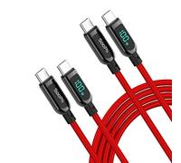 SOOPII USB C to USB C Cable,[2M,2 Pack],Nylon Braided Type-C Cable,100W PD Fast Charging Cable with LED Display for lPhone 15/15 Pro/15 Plus, MacBook Pro,Galaxy S23/S22 (Red)
