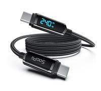 SOOPII USB C to USB C Cable[4ft], 240W USB C Cable,Nylon Braided Type C Fast Charging Cord with LED Display for lPhone 16/15 Pro Max, Galaxy S25/S24, MacBook Pro/Air, iPad, Laptop,Black