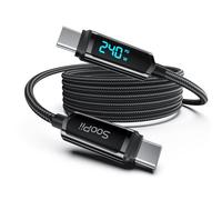 SOOPII USB C to USB C Cable[6.6ft], 240W USB C Cable,Nylon Braided Type C Fast Charging Cord with LED Display for lPhone 16/15 Pro Max, Galaxy S25/S24, MacBook Pro/Air, iPad, Laptop,Black