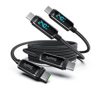 SOOPII USB C to USB C Cable[6.6ft/2Pack], 240W USB C Cable,Nylon Braided Type C Fast Charging Cord with LED Display for lPhone 16/15 Pro Max, Galaxy S25/S24, MacBook Pro/Air, iPad, Laptop,Black