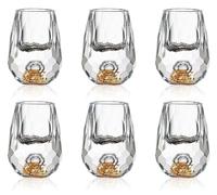 Soopiiso Crystal Glasses 0.5oz/15ml, Shot Glass Set of 2, Decorated with 24K Gold Leaf Flakes, Gold Tequila Shot Glasses (6)