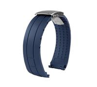 sooponu Curved End Rubber Watch Strap for MIDO watchband Men Wrist Bracelet with Folding buckle for Tissot Seastar T120.407(Blue silver buckle)