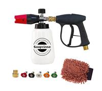 Sooprinse Foam Cannon Kit with Pressure Washer Short Gun, 1 L Snow Foam Lance with 1/4 Inch Quick Connector, Foam Blaster with Pressure Washer Gun,4000 PSI, Black