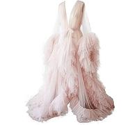 Soothbedding Women's Tulle Robe Kimono Bathrobe Maternity Perspective RobeTulle Maternity Photograph (Pink, XL)