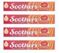 Soothers Throat Lozenges Peach & Raspberry - 4 Pack (4 x 45g) | Soothing Throat Relief with Peach & Raspberry Flavour