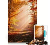 Soothing Golden Autumn Forest Path 1000 Piece Jigsaw Puzzles for Adults Teenagers Solid Logic Toy Quiet Fun Precision Cut Santa Wish Pick (38x52cm)