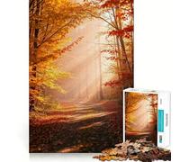 Soothing Golden Autumn Forest Path Hard Jigsaw Puzzle for Adults 1000 Pieces Mind Challenge Toy Gentle Leisure Precise Cut Memorable Gift (50x75cm)