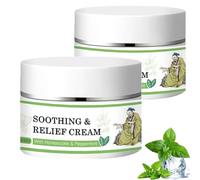 Soothing Relief Cream, Natural Herbal Formula for Sensitive Skin, Cooling Moisturizer to Comfort & Protect Relieve Irritated Skin, Soothing Formula with Honeysuckle & Peppermint (2PCS)