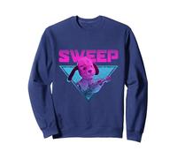 Sooty Sweep Guitar Vaporwave Sweatshirt, Adult Unisex, Navy Blue, Medium