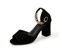 SOOUICKER High Heels Women's Ankle Strap Block Open Toe Sandals Ladies Cut Out Square Toe Buckle Strappy Party Shoes Wedding Party Evening Shoes for Women Bride