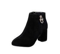 SOOUICKER Ladies Black Ankle Boots with Side Zip Block Heel Ankle Boots for Women Faux Suede Chelsea Boots Shoes Fashion