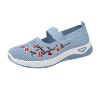 SOOUICKER Slip on Trainers Women Wide Fit Ladies Breathable Mesh Walking Running Sandals Comfortable Arch Support Soft Sole Athletic Tennis Sneakers Non Slip Low Top Orthopedic Shoes