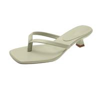 SOOUICKER Women's Kitten Heels Flip Flops - Square Toe Low Heel Thong Sandals -Slip On Comfortable Summer Heeled Sandals for Party, Wedding & Holiday & Casual Summer Wear