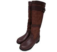 SOOUICKER Women's Knee-High Brown Synthetic Boots, Size 6 UK, Width Medium, Horse Riding, Walking, Waterproof, No Heel, 3 cm Heel Height