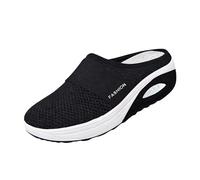 SOOUICKER Women's Orthopedic Mules - Air Cushion Slip On Walking Shoes with Arch Support -Diabetic-Friendly Backless Trainers for Swollen Feet-Wide Fit Breathable Mesh Casual Shoes