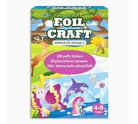 SOOVSY Foil Fun Animals Creative Toys Kits, Art & Craft Activity, No Mess Art for Kids, DIY Craft Game, Gifts for Boys and Girls Ages 4 to 9 with 200 Foam Stickers & 20 Picture Canvase