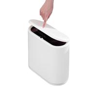 Sooyee 10 Liter Rectangular Plastic Trash Can Wastebasket with Press Type Lid,2.4 Gallon Garbage Container Bin for Bathroom,Powder Room,Bedroom,Kitchen,Craft Room,Office (Cream White)