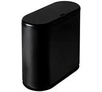 Sooyee 10 Liter Rectangular Plastic Trash Can Wastebasket with Press Type Lid,2.4 Gallon Garbage Container Bin for Bathroom,Powder Room,Bedroom,Kitchen,Craft Room,Office (Black)