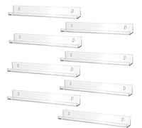Sooyee 8 Pack 15 Inch Acrylic Invisible Kids Floating Bookshelf for Kids Room,Modern Picture Ledge Display Toy Storage Wall Shelf,Clear (8 Pack)