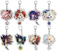 SOOYOOYOO Anime Cosplay Keyrings for Genshin Impact,8pcs Game Character Keyrchain Cute Double-sided Acrylic Pendant Ornaments