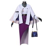 SOOYOOYOO Kafka Cosplay Costume White Ruffle Blouse with Purple Skirt and Blue Handbag Full Set for Halloween Conventions & Roleplay(Female,XL)