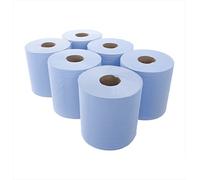 SOP-HARMA 6-Pack Blue Paper Rolls - 2 Ply Embossed Centre Feed Hand Towel Tissue | Absorbent Kitchen Towels | Eco-Friendly Cleaning Supplies for Home & Office (Count 6, Pack of 3)…
