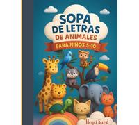 Sopa de Letras de Animales para Niños de 5 a 10 Años: 55 animales diferentes, y cada puzzle incluye 15 palabras relacionadas con ese animal, como su ... que come, cómo se mueve y otras curiosidades.