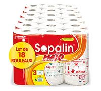 Sopalin Decorated Maxi Rolls - 18 Maxi Rolls Equal to 36 Classic Double Ply Half Sheets White