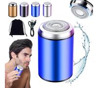 Sopami Mini Electric Shaver for Men - Portable USB Rechargeable Waterproof Razor and Beard Trimmer (Blue)
