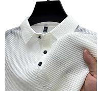 Sopan Men's White Ice Silk Mesh Polo T-Shirt, Short Sleeve, Large, Classic Fit