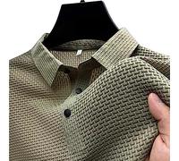 sopan Mesh Ice Silk Short-Sleeved T-Shirt, Men's Ice Silk Short Sleeve Polo Shirt, Simple Lapel Casual T-Shirt, Cool Feeling Ice Silk Quick-Drying Short Sleeve Khaki