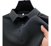 sopan Mesh Ice Silk Short-Sleeved T-Shirt, Men's Ice SilkShort Sleeve Polo Shirt, Simple Lapel Casual T-Shirt, Cool Feeling Ice Silk Quick-Drying Short Sleeve Grey XXL