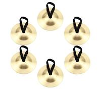 Sopcone 6 Pieces Finger Cymbals, Finger Zills for Belly Dance, Brass Hand Cymbals, Finger Dancing Musical Instrument for Dancer Party (Brass, Gold)