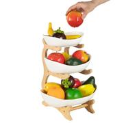 SOPERIT Fruit Bowl 3 Tier Ceramic Fruit Basket Large Capacity Kitchen Counter Food Tray Kitchen Countertop Rack for Holding Fruit, Vegetables, Snacks, Cupcakes