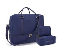 Soperwillton Women Travel Duffle Bag Weekender Overnight Bag with Shoe Compartment & Toiletry Pouch Gym Bag with Wet Pocket, Darkblue, L