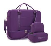 Soperwillton Women Travel Duffle Bag Weekender Overnight Bag with Shoe Compartment & Toiletry Pouch Gym Bag with Wet Pocket, Purple, L