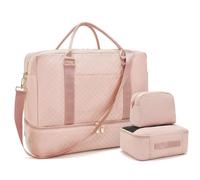 Soperwillton Women's Travel Duffle Bag - Weekender Overnight Bag with Shoe Compartment & Toiletry Pouch, Gym Bag with Wet Pocket, Carry-On Duffel for Hospital Labor Delivery, Work, Sports, Pink, L