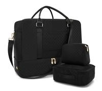 Soperwillton Women's Travel Duffle Bag - Weekender Overnight Bag with Shoe Compartment & Toiletry Pouch, Gym Bag with Wet Pocket, Carry-On Duffel for Hospital Labor Delivery, Work, Sports, Black, L