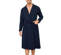 Sopesil Mens Dressing Gowns Waffle Robes Cotton Soft Luxury Bathrobe Lightweight Loungewear Sleepwear Spa and Hotel, Navy blue,M
