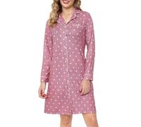 Sopesil Women's Button Nightdress Printed Nighties for women V Neck Soft Button Down Classic Ladies Nightgowns Sleepwear Nightwear, Pink, XXL