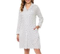 Sopesil Women's Button Nightdress Printed Nighties for women V Neck Soft Button Down Classic Ladies Nightgowns Sleepwear Nightwear, White, XXL